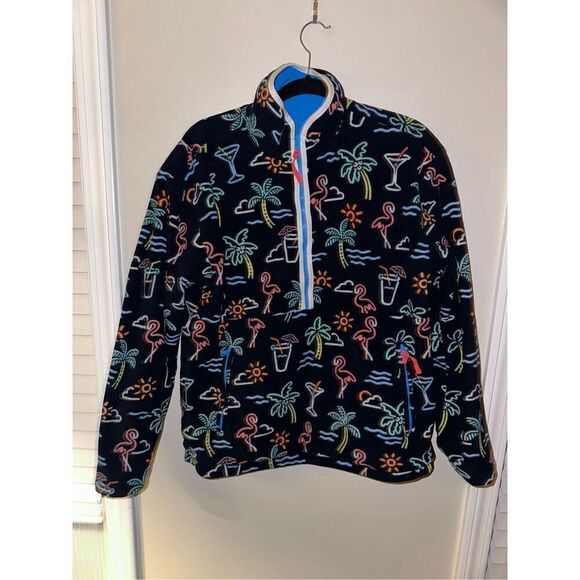 Chubbies Neon Cocktail Reversible Fleece Pullover Jacket Windbreaker Tropica Siz - Picture 5 of 7